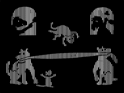 Im Auftrag von CITIA, conservatoire d’Art et d’Histoire Annecy (F), eine der vier cinéma d‘ombre Illustrationen. Die Genres des Kinos: Der Cartoon, die Komik.