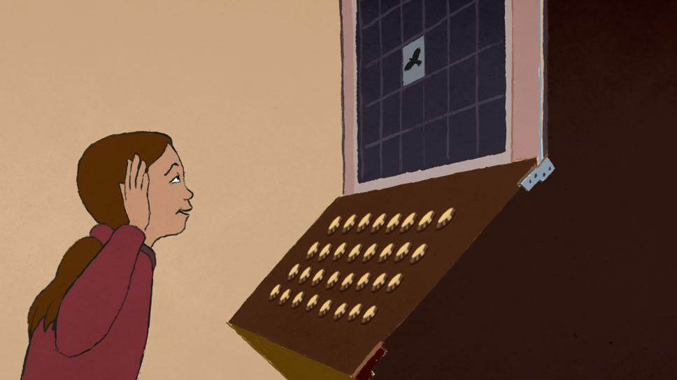 Vogelstimmen hören im Naturmuseum. "Am Anfang war ein Hugi" Naturmuseum Animation Illustration Trickfilm Schweiz