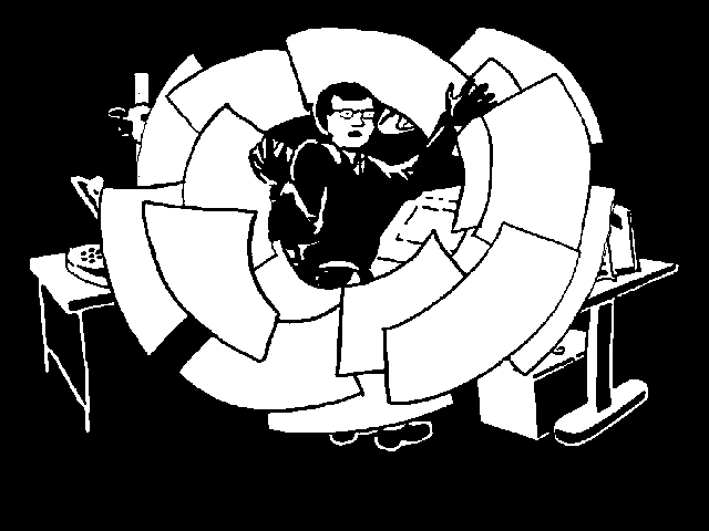 Arbeitstisch im Trickbüro Atelier mit Objekten, Kamera, Bürolampe, Zeichentrickfilm Leuchtpult, Weinflasche, Filmrolle