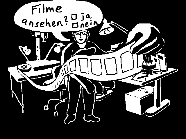Arbeitstisch im Trickbüro Atelier mit Objekten, Kamera, Bürolampe, Zeichentrickfilm Leuchtpult, Weinflasche, Filmrolle